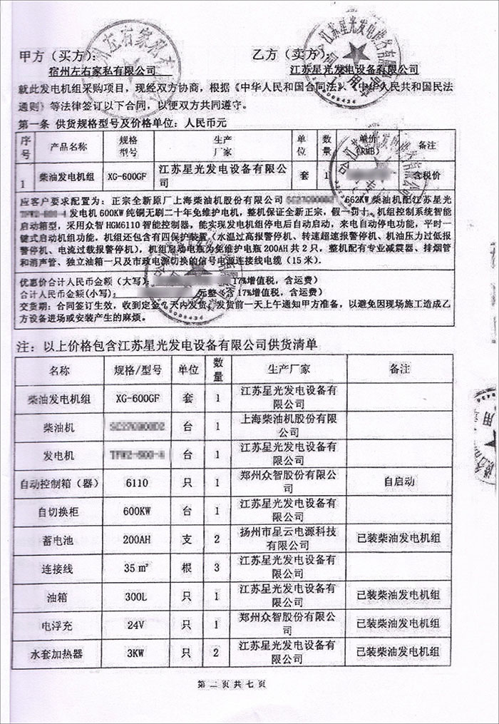 宿州左右家私公司采购发电机